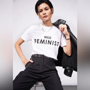 NWT Large Wildfang White 'Wild Feminist' Short Sleeve Tee